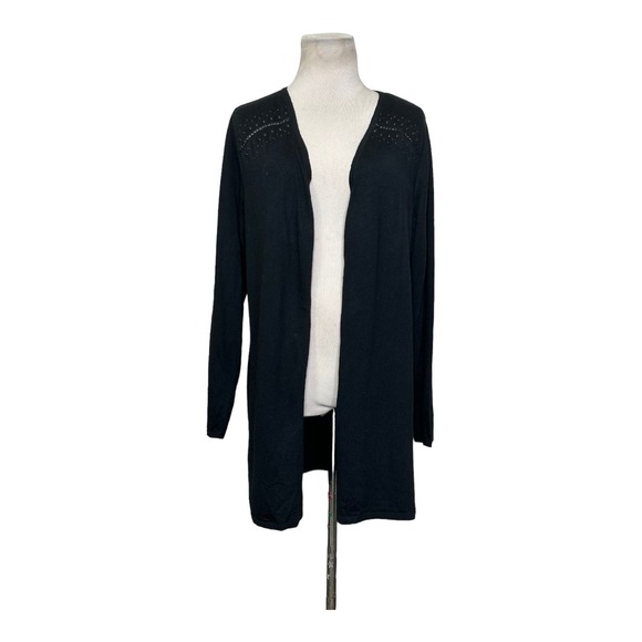 Inc black long sleeves embellished open front cardigan size large - Picture 1 of 13